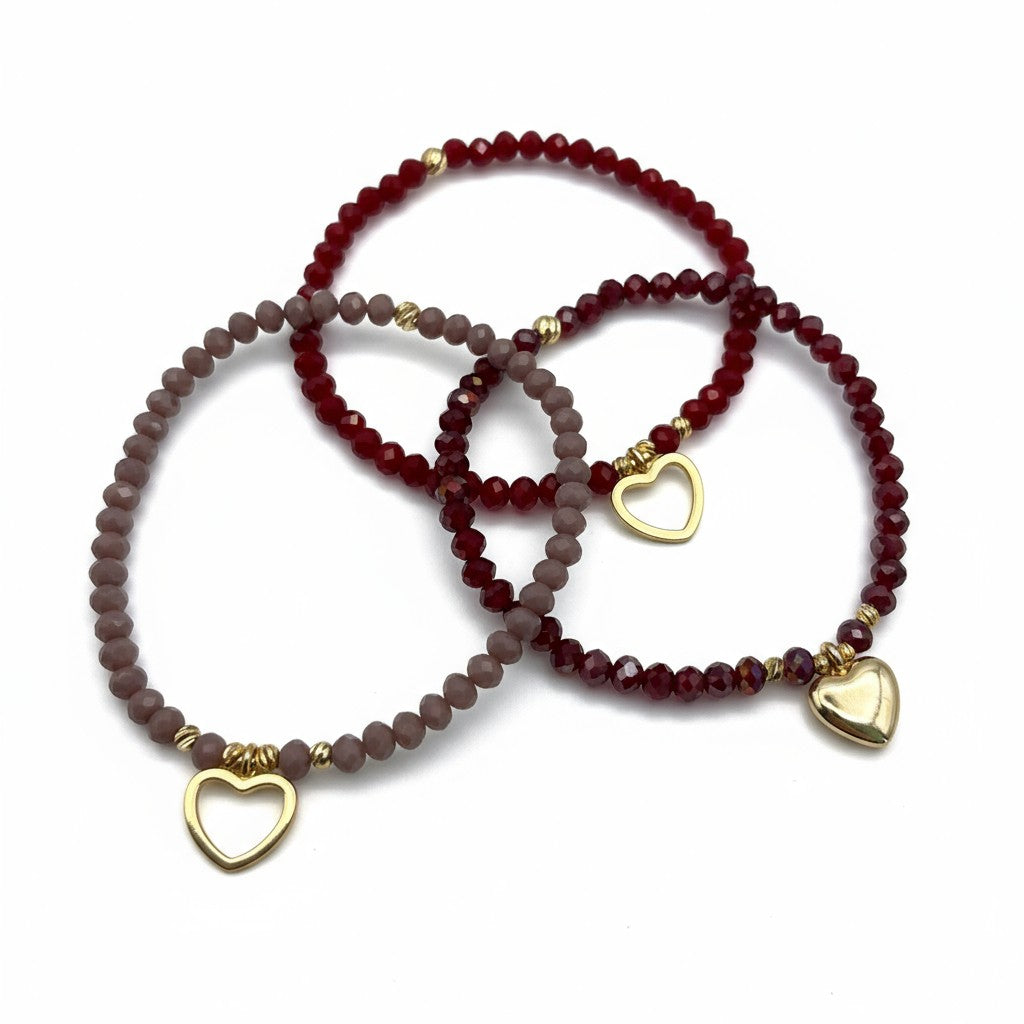 Ruby Shimmer Heart Bracelet