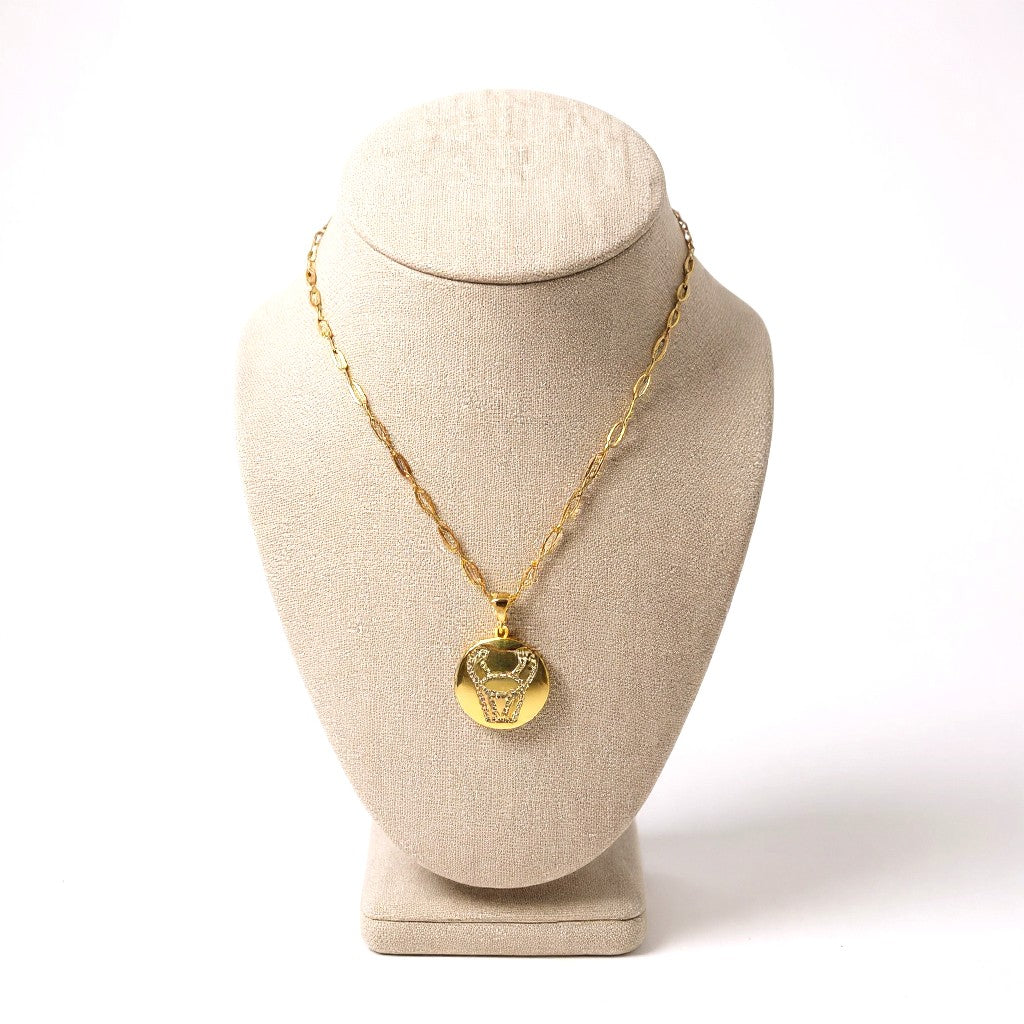 Gold-plated Taurus zodiac necklace with cubic zirconia stones