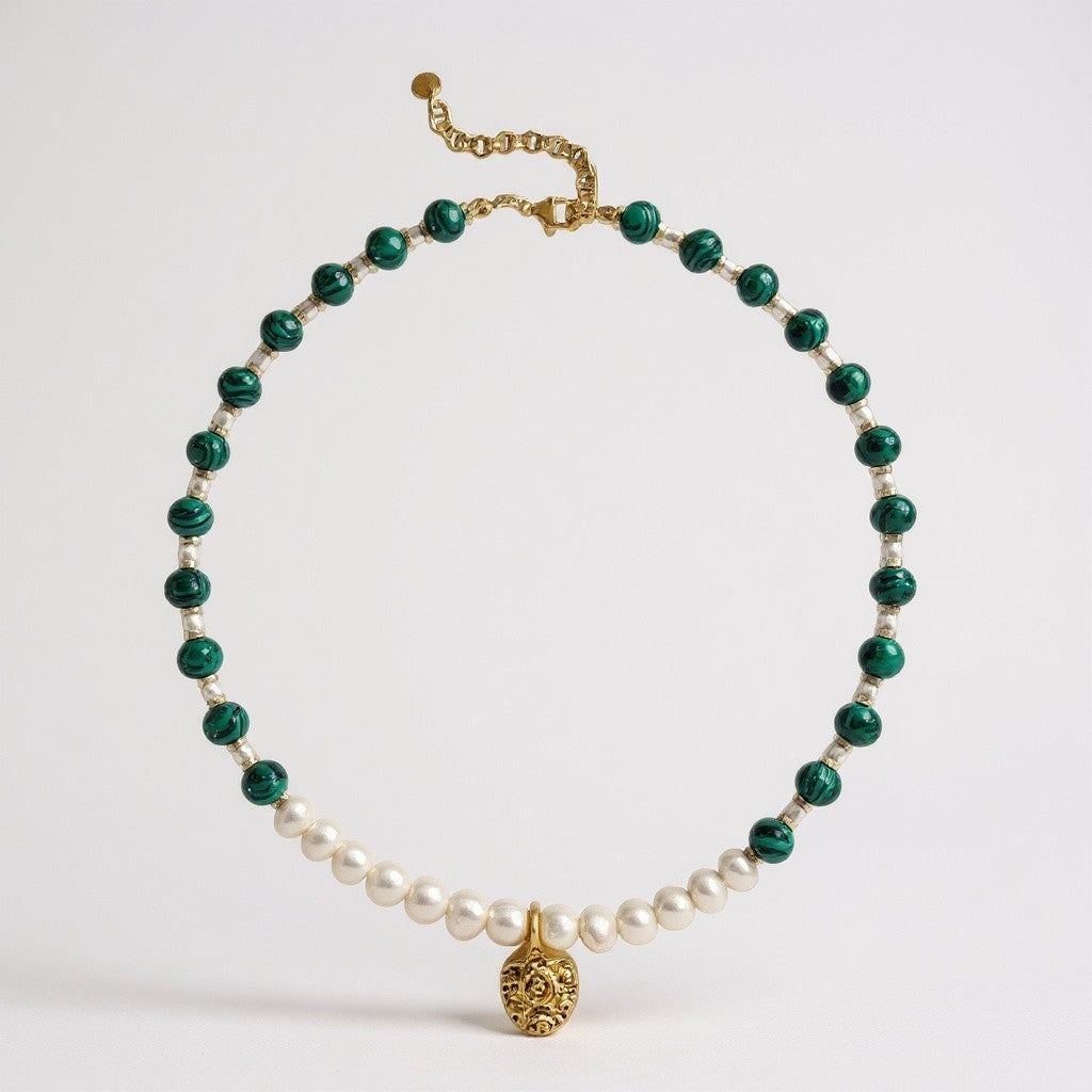 Anatolia Collection necklace with natural stones and gold-plated talisman pendant