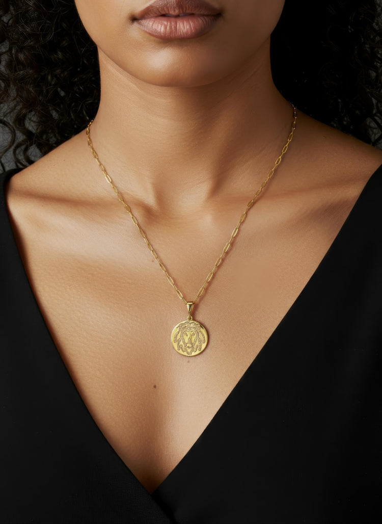 Gold-plated zodiac necklace with cubic zirconia stones from the Celestia collection