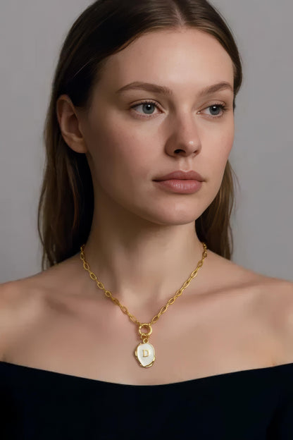 White Initial Necklace