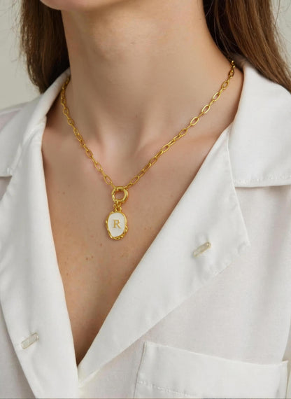 White Initial Necklace