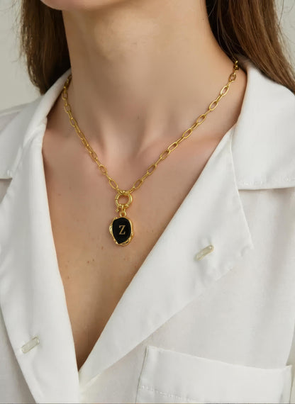 Black Initial Necklace