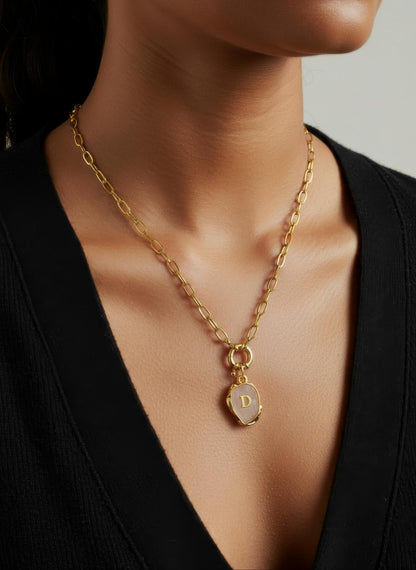 Nude Initial Necklace
