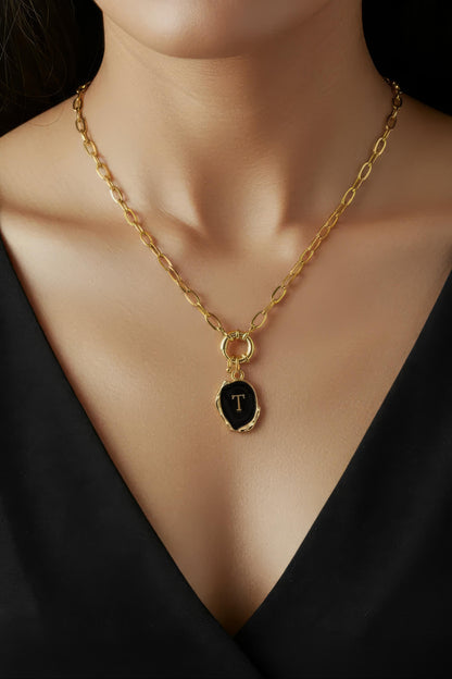 Black Initial Necklace