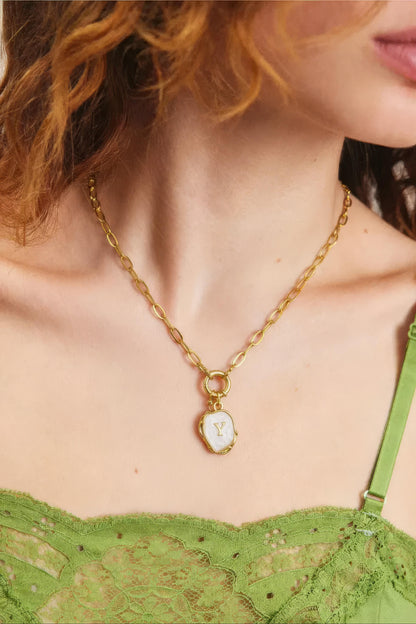 Nude Initial Necklace