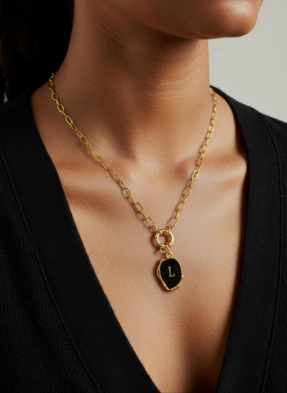 Black Initial Necklace