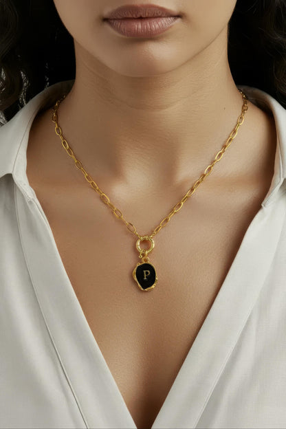 Black Initial Necklace