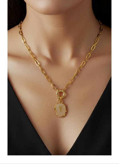 Nude Initial Necklace