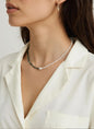 Anyolite and freshwater pearl necklace with a half-and-half design and central pearl bead