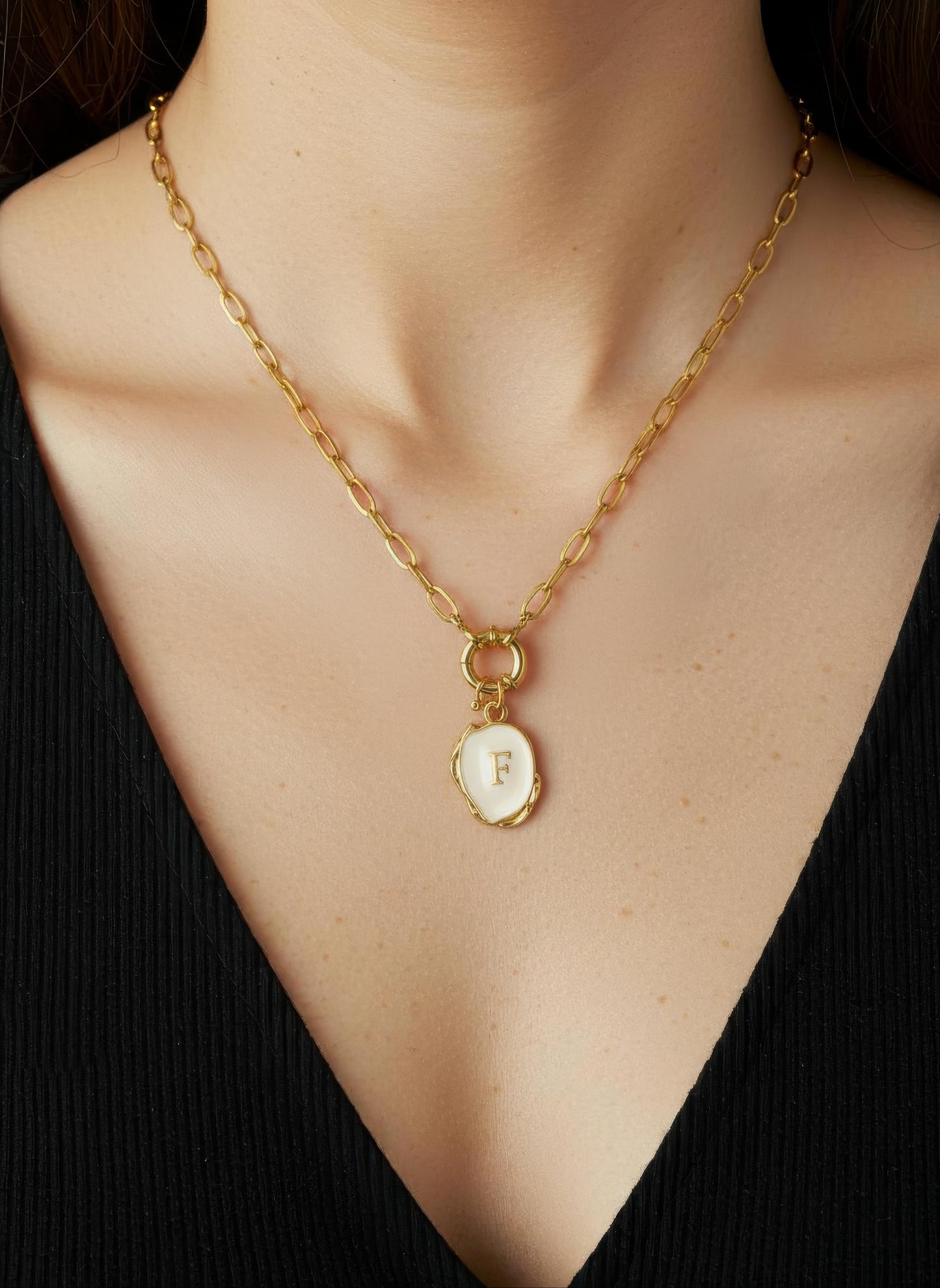 White Initial Necklace