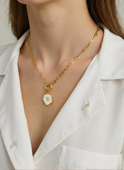 White Initial Necklace