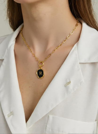 Black Initial Necklace