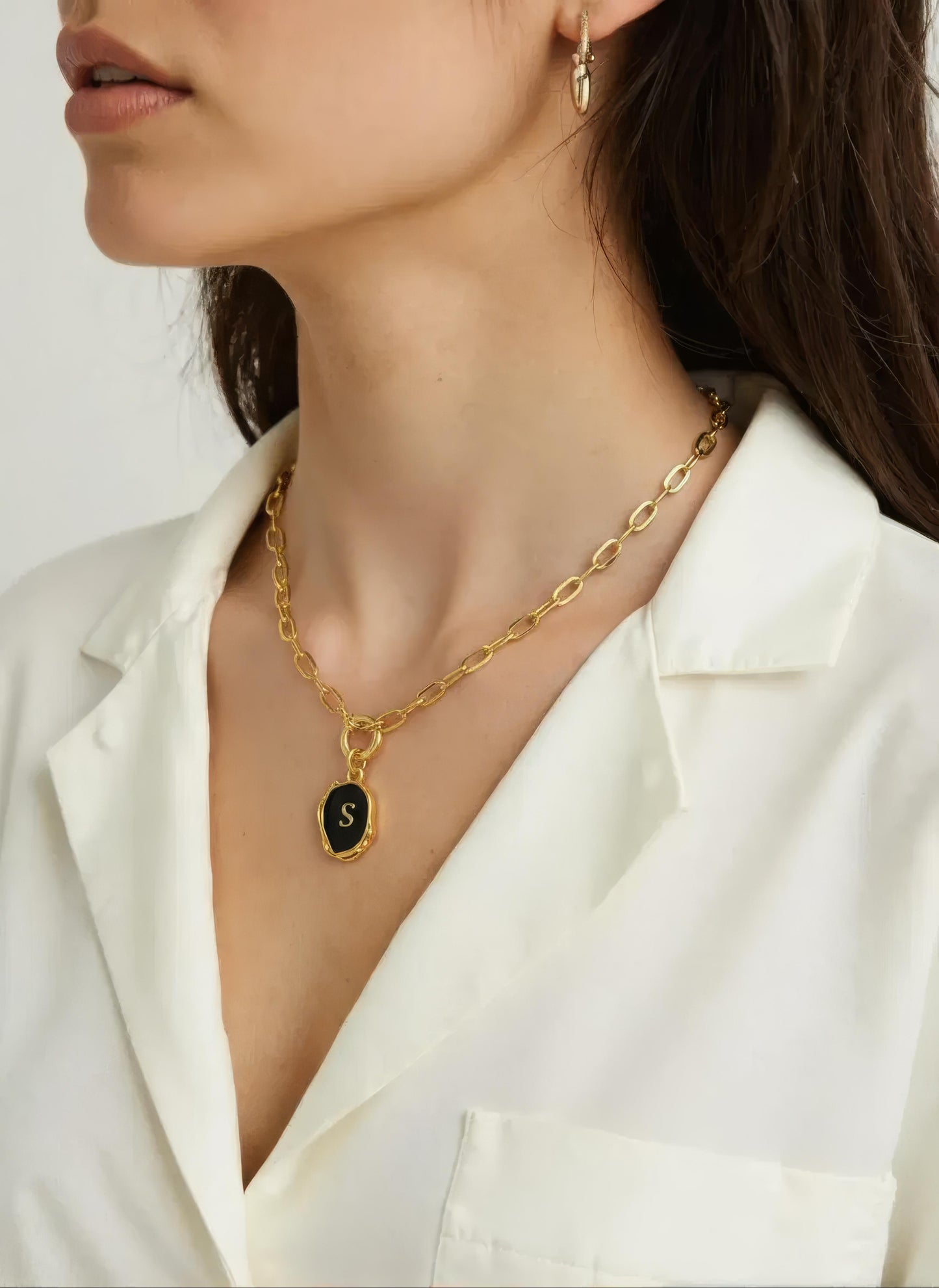 Black Initial Necklace