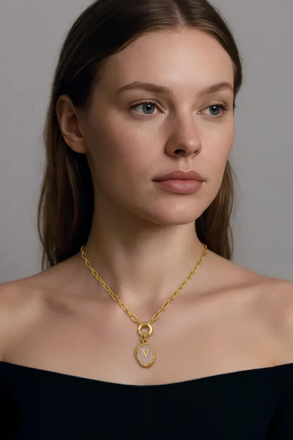 Nude Initial Necklace
