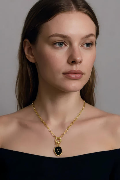 Black Initial Necklace