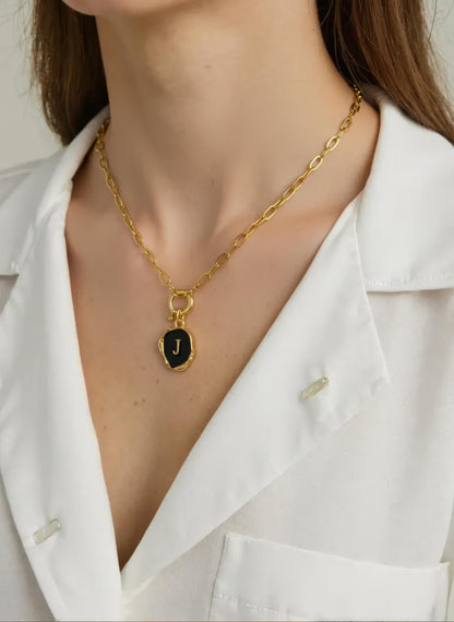 Black Initial Necklace