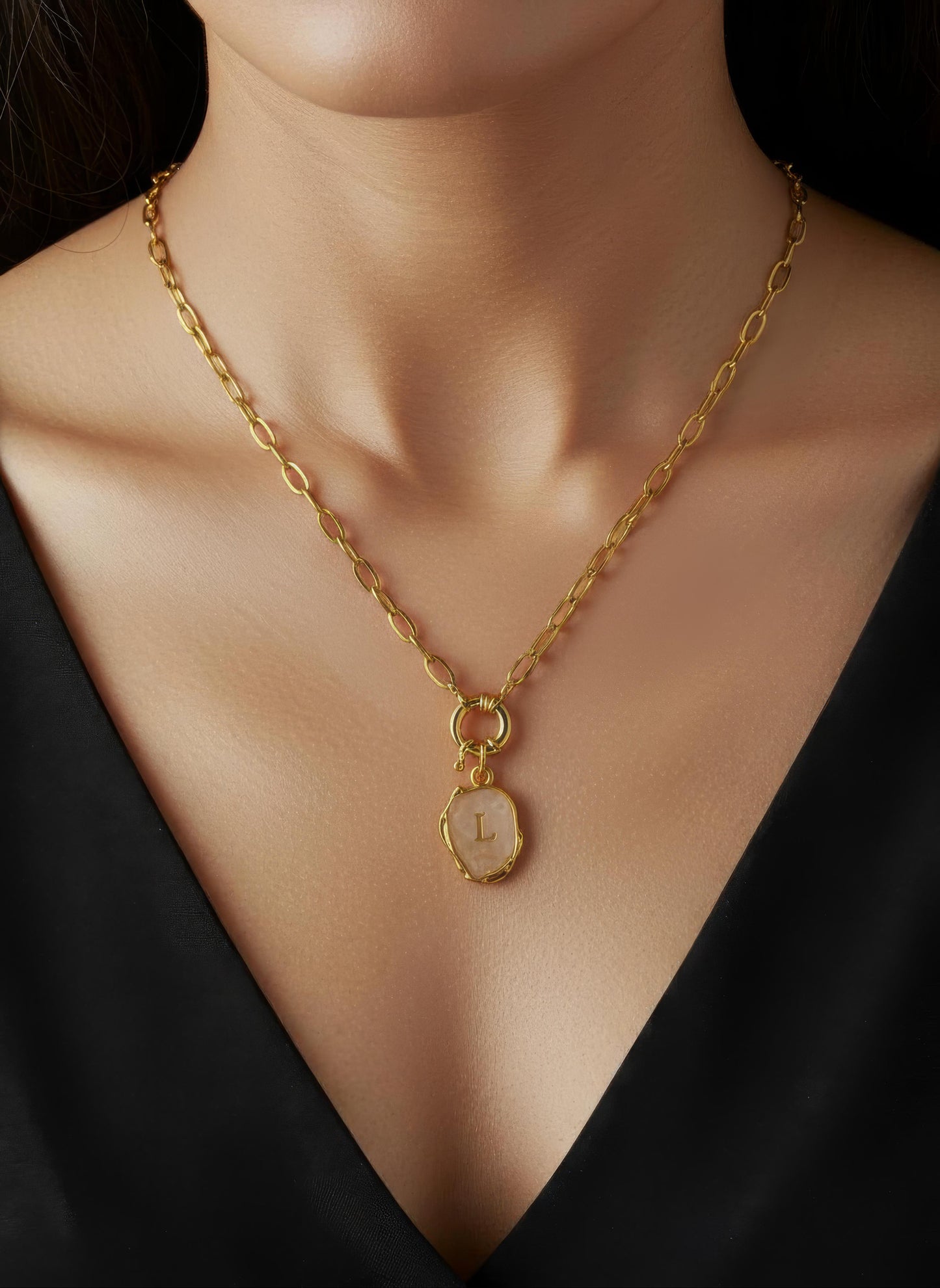 Nude Initial Necklace