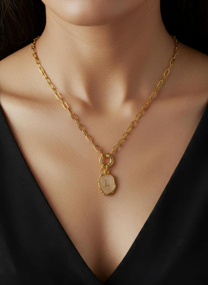 Nude Initial Necklace