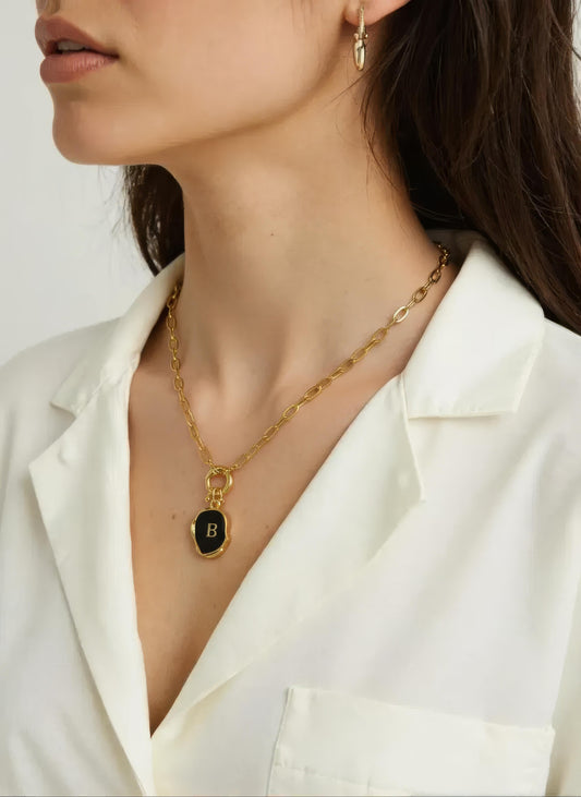 Black Initial Necklace