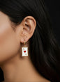 Gold-plated hoop earrings with Ace of Hearts enamel charm