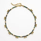 Anyolite (ruby zoisite) necklace with freshwater pearls and gold-plated drop charms