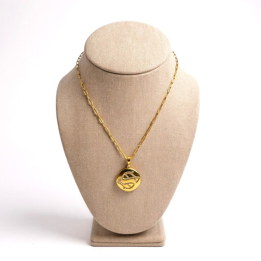 Gold-plated Pisces zodiac necklace with cubic zirconia stones