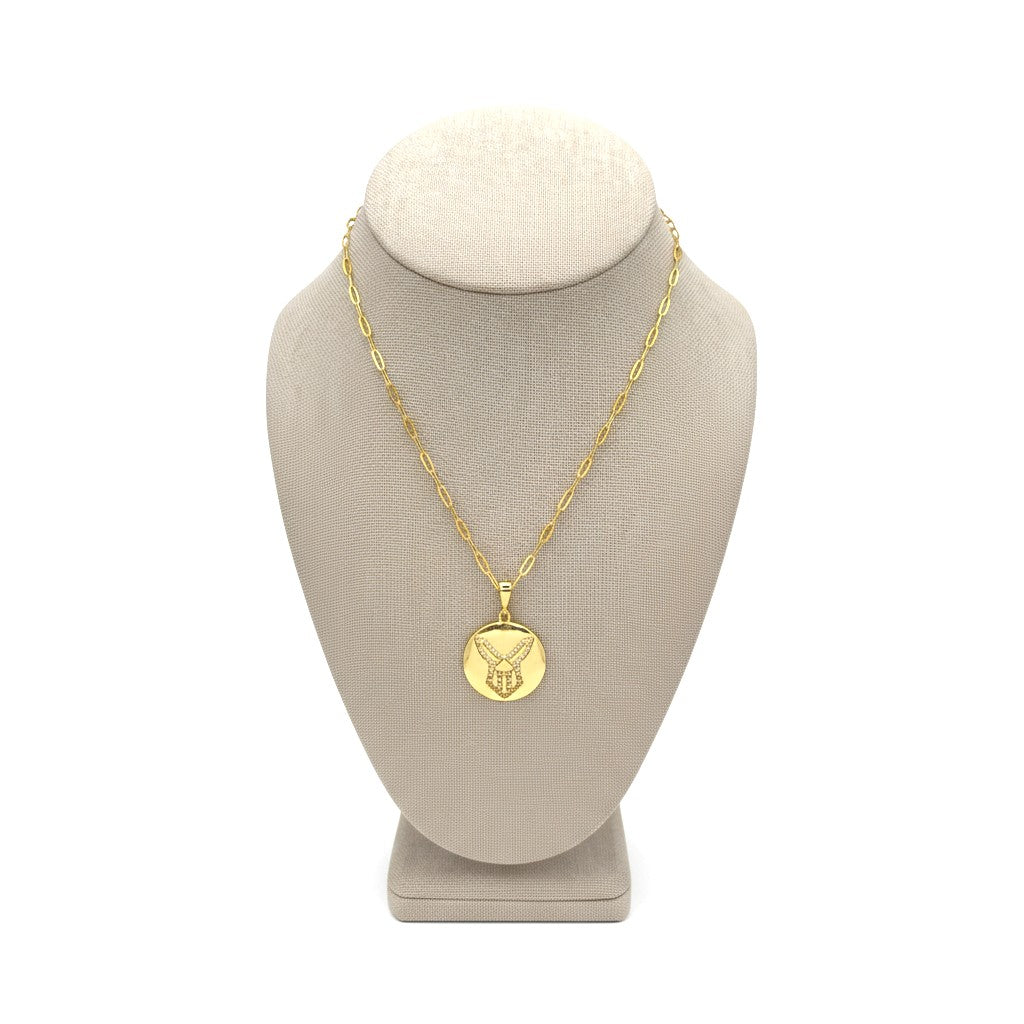 Gold-plated Capricorn zodiac necklace with cubic zirconia stones