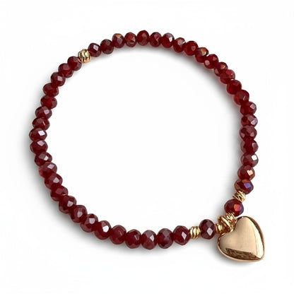 Ruby Shimmer Heart Bracelet