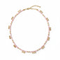 Mother-of-pearl and freshwater pearl necklace with gold-plated drop charms in soft pink tones