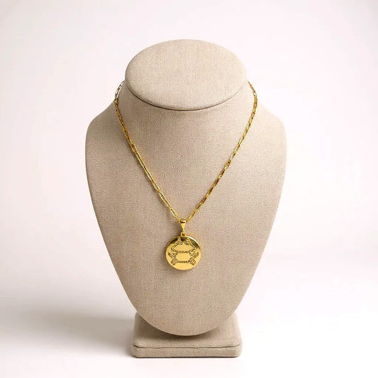 Gold-plated Cancer zodiac necklace with cubic zirconia stones