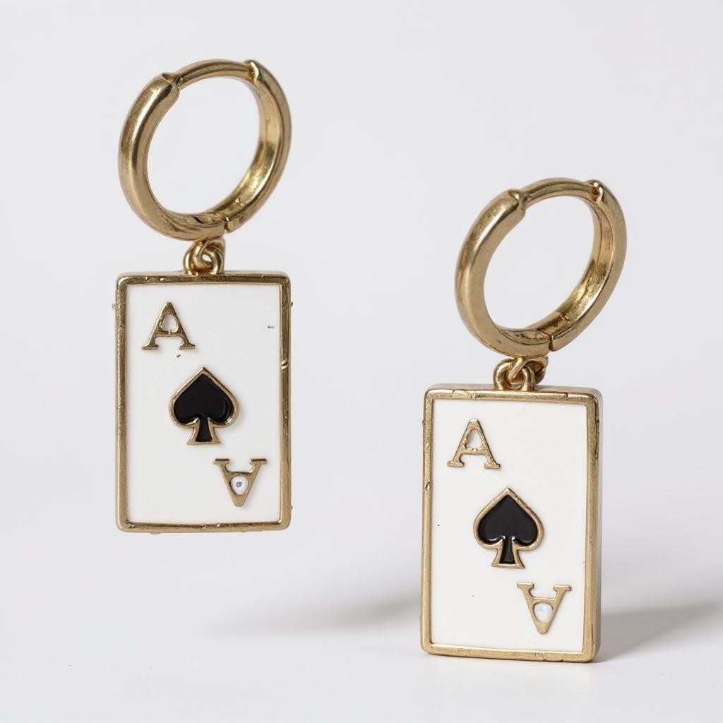 Gold-plated hoop earrings with Ace of Spades enamel charm