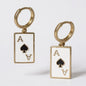 Gold-plated hoop earrings with Ace of Spades enamel charm