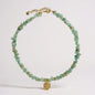 Green aventurine necklace with gold spiral pendant